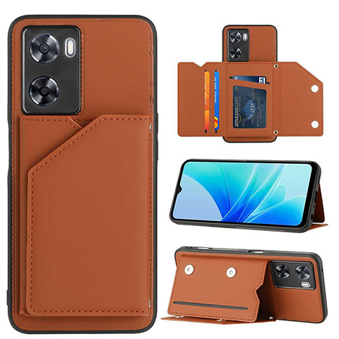 Funda Lujo Cuero Carcasa YB1 para Oppo A77 4G Marron