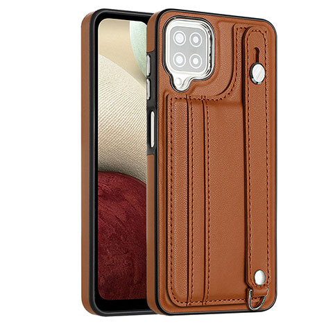 Funda Lujo Cuero Carcasa YB1 para Samsung Galaxy A12 Marron