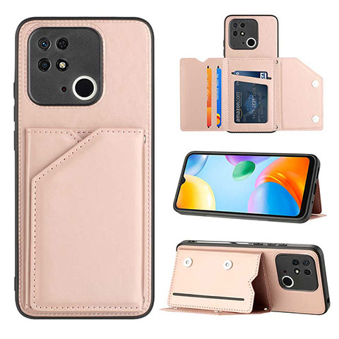 Funda Lujo Cuero Carcasa YB1 para Xiaomi Redmi 10 Power Oro Rosa