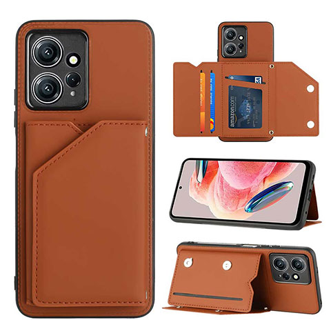 Funda Lujo Cuero Carcasa YB1 para Xiaomi Redmi Note 12 4G Marron