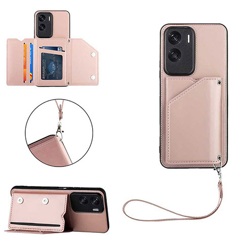 Funda Lujo Cuero Carcasa YB2 para Huawei Honor 90 Lite 5G Oro Rosa