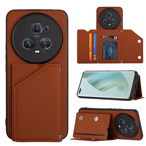 Funda Lujo Cuero Carcasa YB2 para Huawei Honor Magic5 Pro 5G Marron