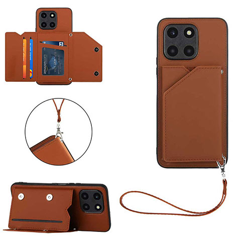 Funda Lujo Cuero Carcasa YB2 para Huawei Honor X6a Marron