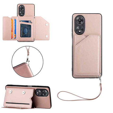 Funda Lujo Cuero Carcasa YB2 para Oppo A38 Oro Rosa