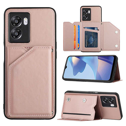 Funda Lujo Cuero Carcasa YB2 para Oppo A57 5G Oro Rosa