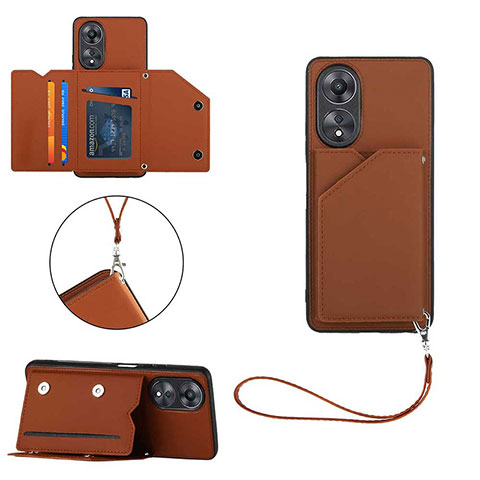 Funda Lujo Cuero Carcasa YB2 para Oppo A78 4G Marron