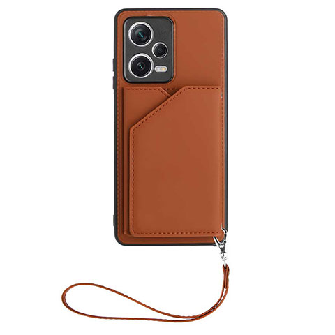 Funda Lujo Cuero Carcasa YB2 para Xiaomi Redmi Note 12 5G Marron