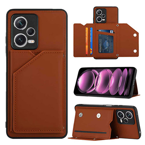 Funda Lujo Cuero Carcasa YB2 para Xiaomi Redmi Note 12 Explorer Marron