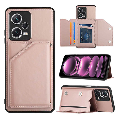 Funda Lujo Cuero Carcasa YB2 para Xiaomi Redmi Note 12 Pro+ Plus 5G Oro Rosa