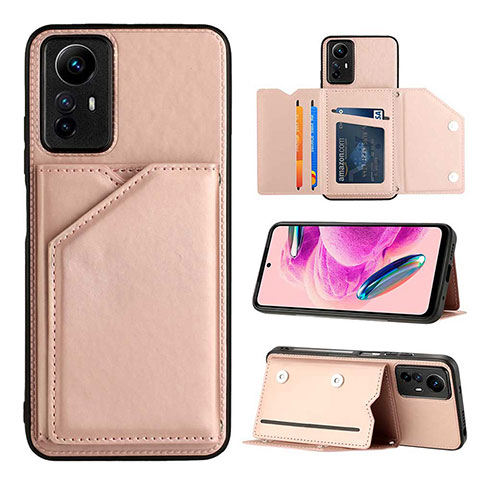 Funda Lujo Cuero Carcasa YB2 para Xiaomi Redmi Note 12S Oro Rosa