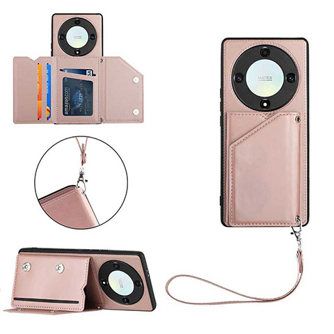 Funda Lujo Cuero Carcasa YB3 para Huawei Honor X9a 5G Oro Rosa