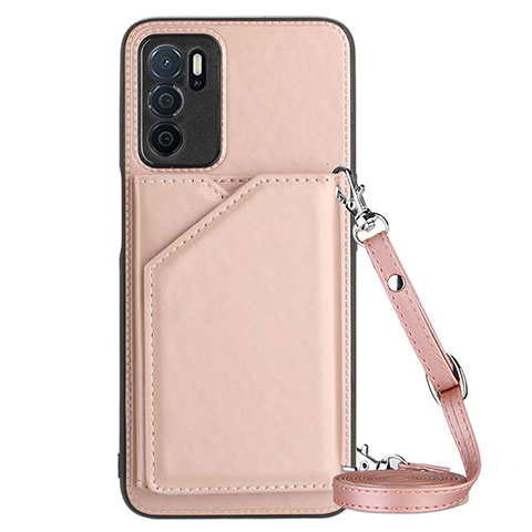 Funda Lujo Cuero Carcasa YB3 para Oppo A16 Oro Rosa