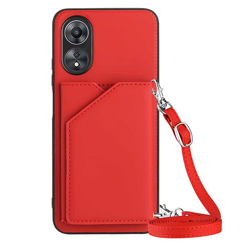 Funda Lujo Cuero Carcasa YB3 para Oppo A17 Rojo