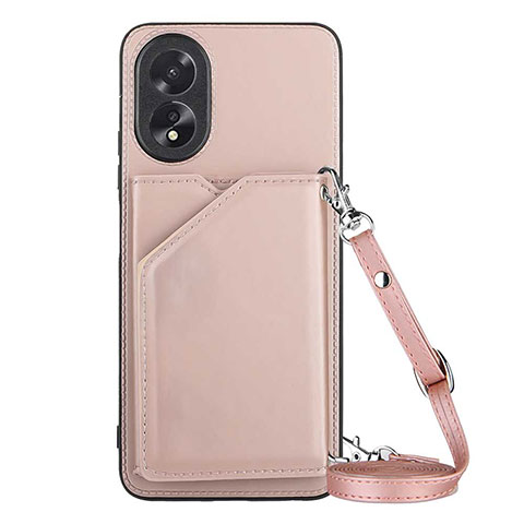 Funda Lujo Cuero Carcasa YB3 para Oppo A18 Oro Rosa