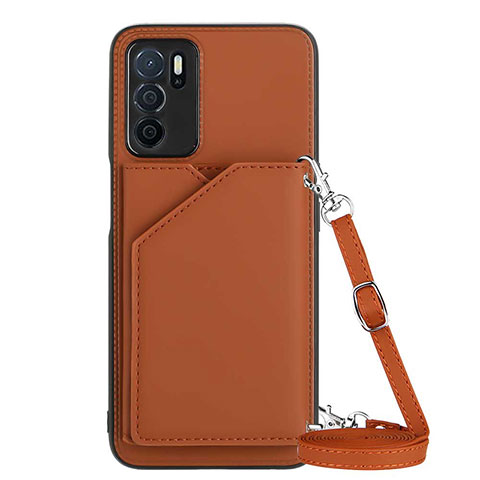 Funda Lujo Cuero Carcasa YB3 para Oppo A54s Marron