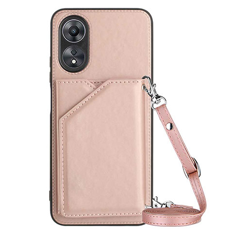 Funda Lujo Cuero Carcasa YB3 para Oppo A58 5G Oro Rosa