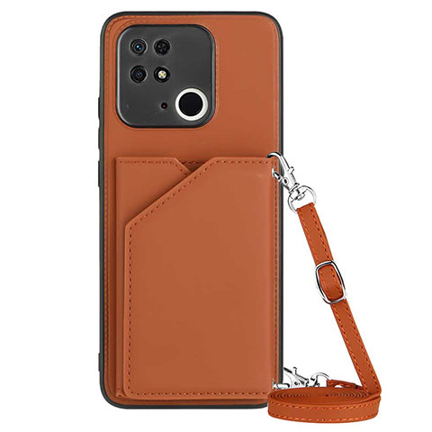 Funda Lujo Cuero Carcasa YB3 para Xiaomi Redmi 10 India Marron