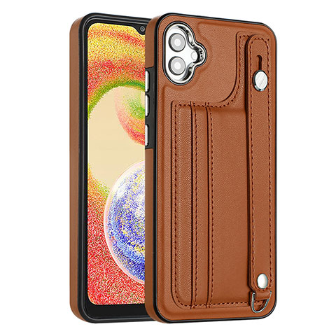 Funda Lujo Cuero Carcasa YB4 para Samsung Galaxy M04 Marron