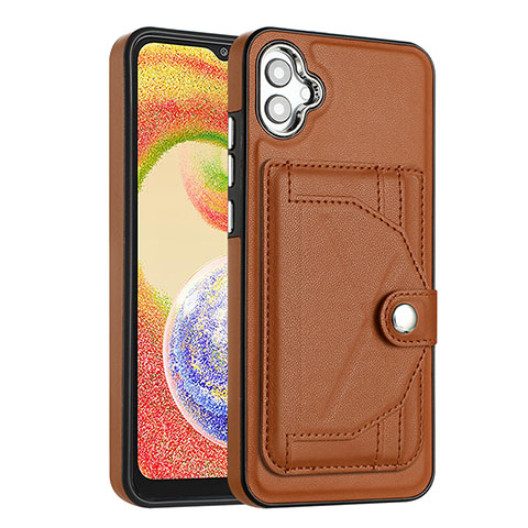 Funda Lujo Cuero Carcasa YB5 para Samsung Galaxy F04 Marron