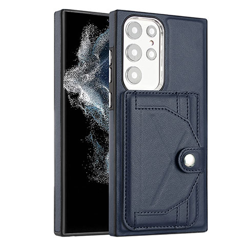 Funda Lujo Cuero Carcasa YB5 para Samsung Galaxy S22 Ultra 5G Azul