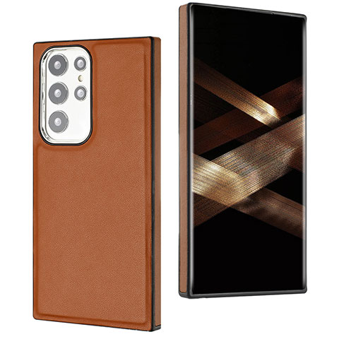 Funda Lujo Cuero Carcasa YB6 para Samsung Galaxy S25 Ultra 5G Marron