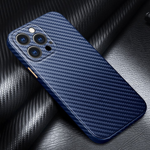 Funda Lujo Fibra de Carbon Carcasa Twill C01 para Apple iPhone 14 Pro Azul