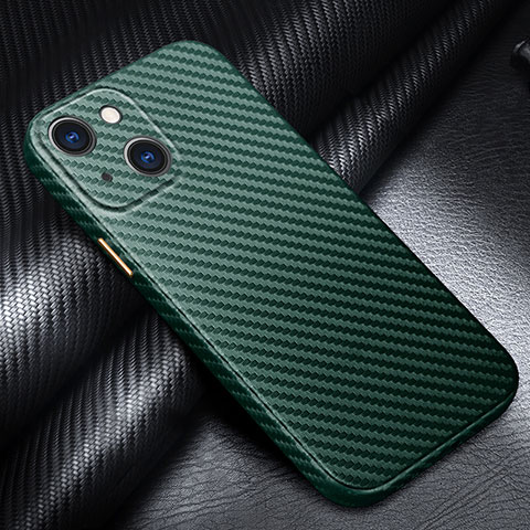 Funda Lujo Fibra de Carbon Carcasa Twill para Apple iPhone 13 Mini Verde