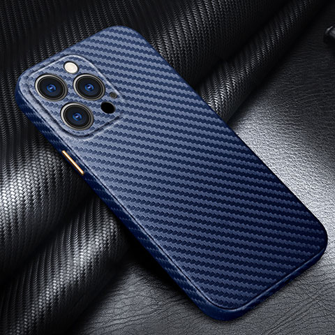 Funda Lujo Fibra de Carbon Carcasa Twill para Apple iPhone 13 Pro Azul