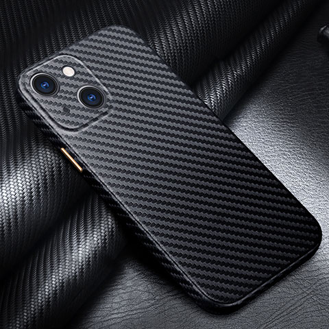 Funda Lujo Fibra de Carbon Carcasa Twill para Apple iPhone 15 Negro