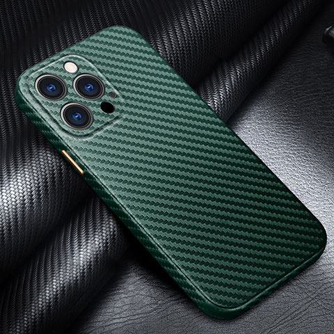 Funda Lujo Fibra de Carbon Carcasa Twill para Apple iPhone 15 Pro Max Verde