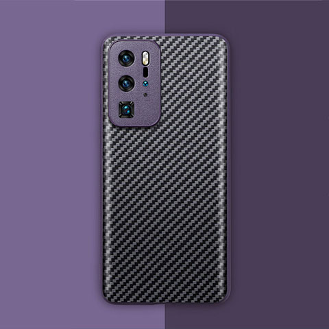 Funda Lujo Fibra de Carbon Carcasa Twill para Huawei P40 Pro Morado