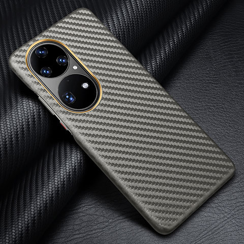 Funda Lujo Fibra de Carbon Carcasa Twill para Huawei P50 Pro Gris