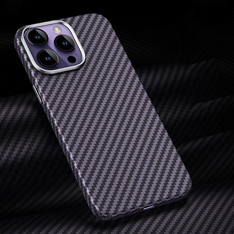 Funda Lujo Fibra de Carbon Carcasa Twill T01 para Apple iPhone 16 Pro Max Morado