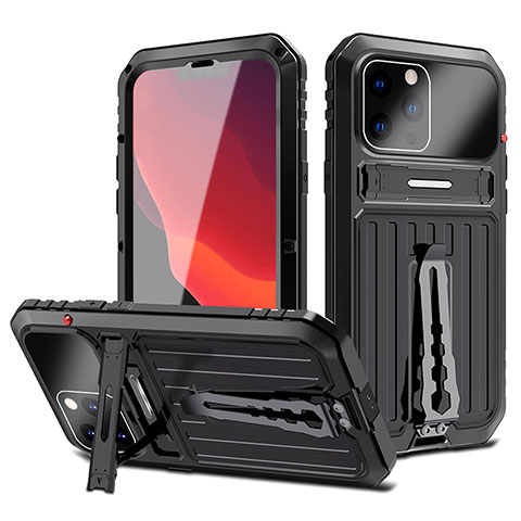 Funda Lujo Marco de Aluminio Carcasa 360 Grados LK3 para Apple iPhone 13 Pro Negro