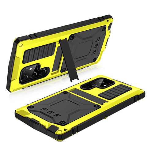 Funda Lujo Marco de Aluminio Carcasa 360 Grados M05 para Samsung Galaxy S21 Ultra 5G Amarillo