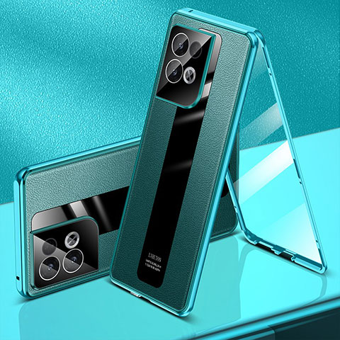 Funda Lujo Marco de Aluminio Carcasa 360 Grados P01 para Oppo Reno8 Pro 5G Verde