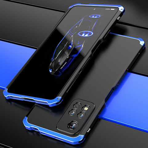 Funda Lujo Marco de Aluminio Carcasa 360 Grados P01 para Xiaomi Mi 11i 5G (2022) Azul y Negro