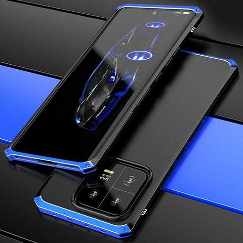 Funda Lujo Marco de Aluminio Carcasa 360 Grados P01 para Xiaomi Mi 13 5G Azul y Negro