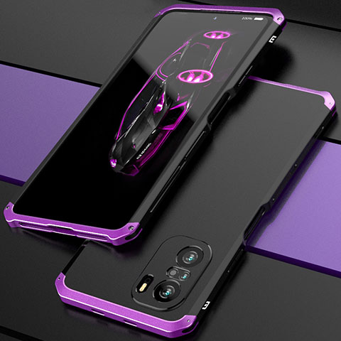 Funda Lujo Marco de Aluminio Carcasa 360 Grados P01 para Xiaomi Redmi K40 5G Morado