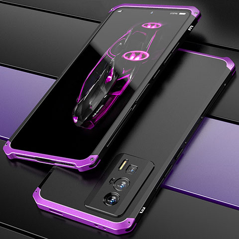 Funda Lujo Marco de Aluminio Carcasa 360 Grados P01 para Xiaomi Redmi K60 5G Morado