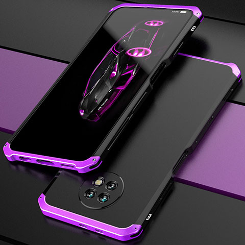 Funda Lujo Marco de Aluminio Carcasa 360 Grados P01 para Xiaomi Redmi Note 9 5G Morado