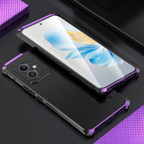 Funda Lujo Marco de Aluminio Carcasa 360 Grados para Huawei Honor 100 5G Morado