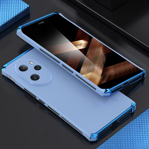 Funda Lujo Marco de Aluminio Carcasa 360 Grados para Huawei Honor 100 Pro 5G Azul