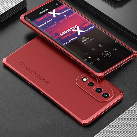 Funda Lujo Marco de Aluminio Carcasa 360 Grados para Huawei Honor 70 5G Rojo