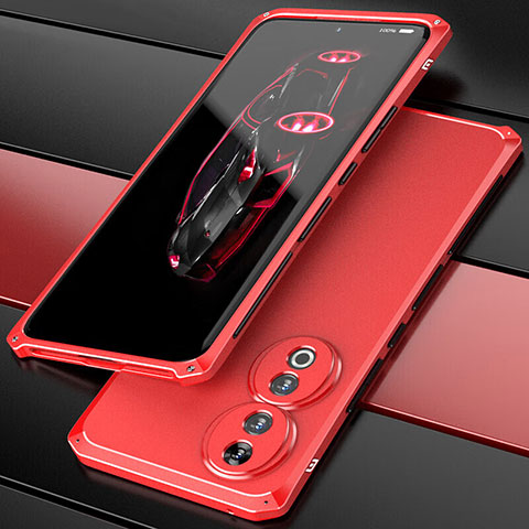 Funda Lujo Marco de Aluminio Carcasa 360 Grados para Huawei Honor 90 5G Rojo