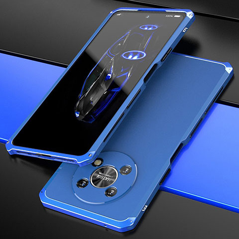 Funda Lujo Marco de Aluminio Carcasa 360 Grados para Huawei Honor Magic4 Lite 5G Azul