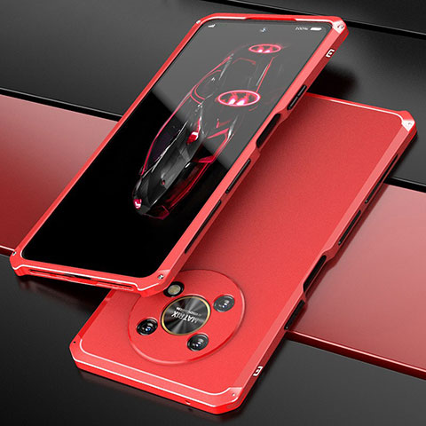 Funda Lujo Marco de Aluminio Carcasa 360 Grados para Huawei Honor Magic4 Lite 5G Rojo