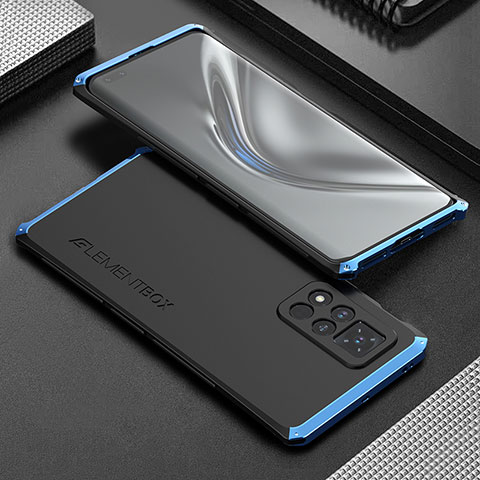 Funda Lujo Marco de Aluminio Carcasa 360 Grados para Huawei Honor V40 5G Azul y Negro