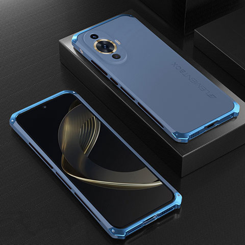 Funda Lujo Marco de Aluminio Carcasa 360 Grados para Huawei Nova 11 Azul