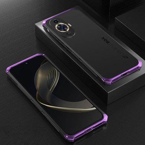 Funda Lujo Marco de Aluminio Carcasa 360 Grados para Huawei Nova 11 Morado